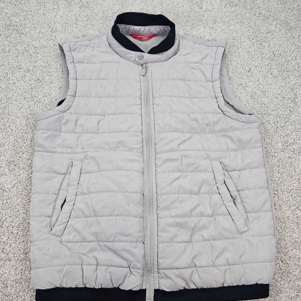 ZARA MAN Basic Puffer Vest Light Gray Quilted Zip Front Casual Mens Size L